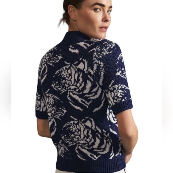 Anthropologie Maeve Dilvendra Navy Blue mock neck sweater Small NWOT - Picture 7 of 7